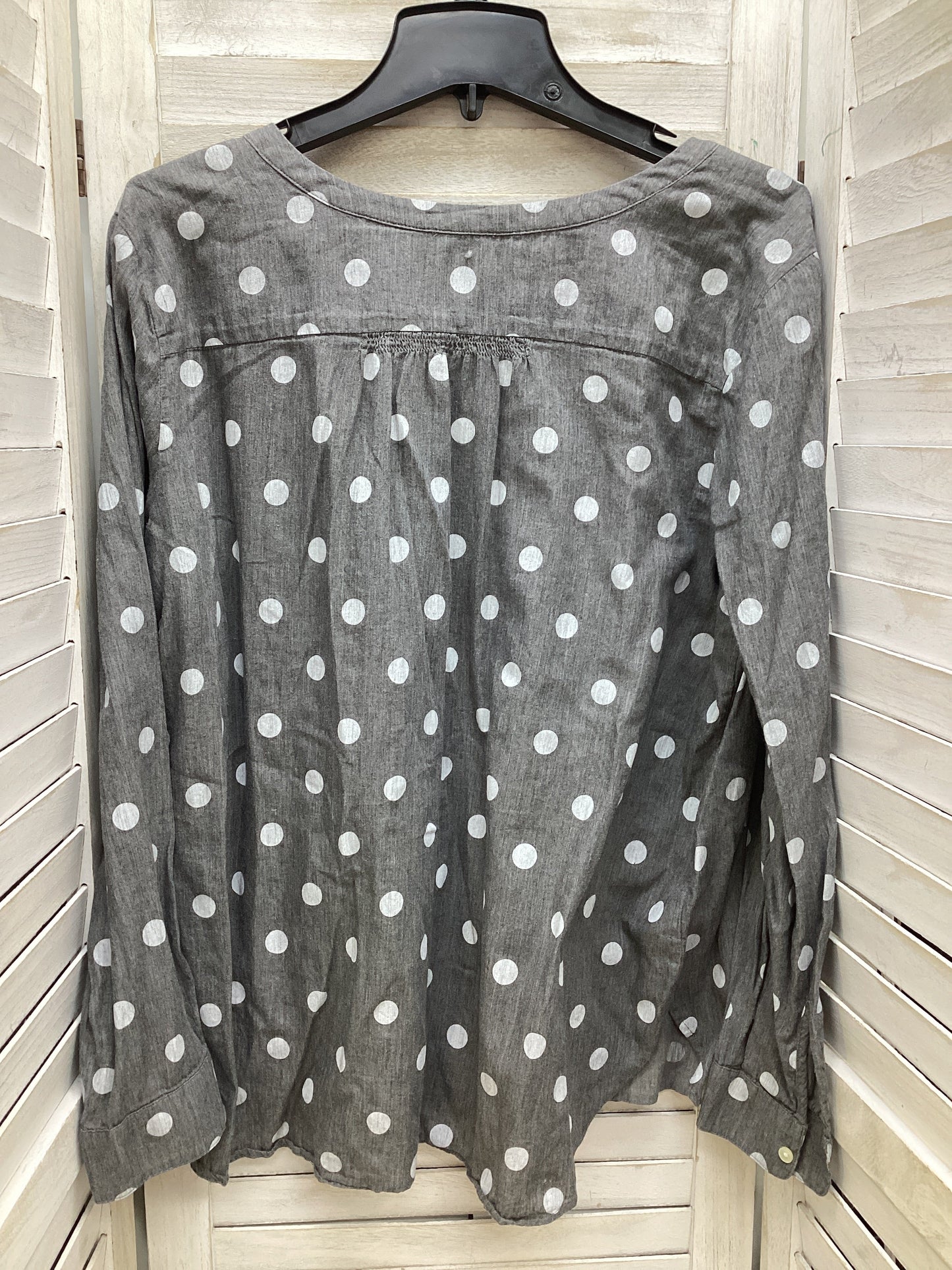 Top Long Sleeve By Loft In Polkadot Pattern, Size: L