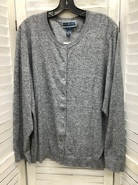 Cardigan By Karen Scott In Grey, Size: 2x