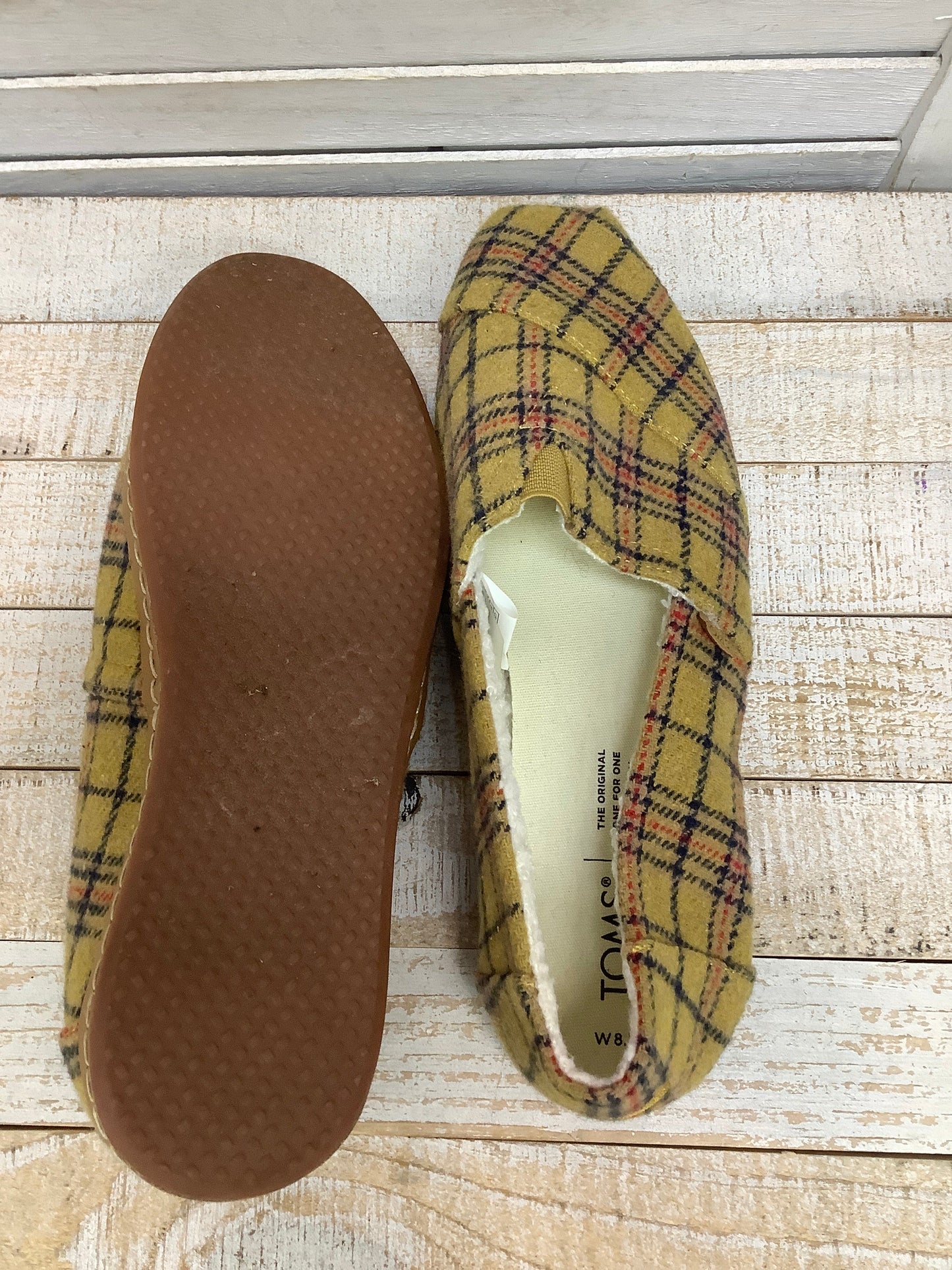 Shoes Flats By Toms In Plaid Pattern, Size: 8.5