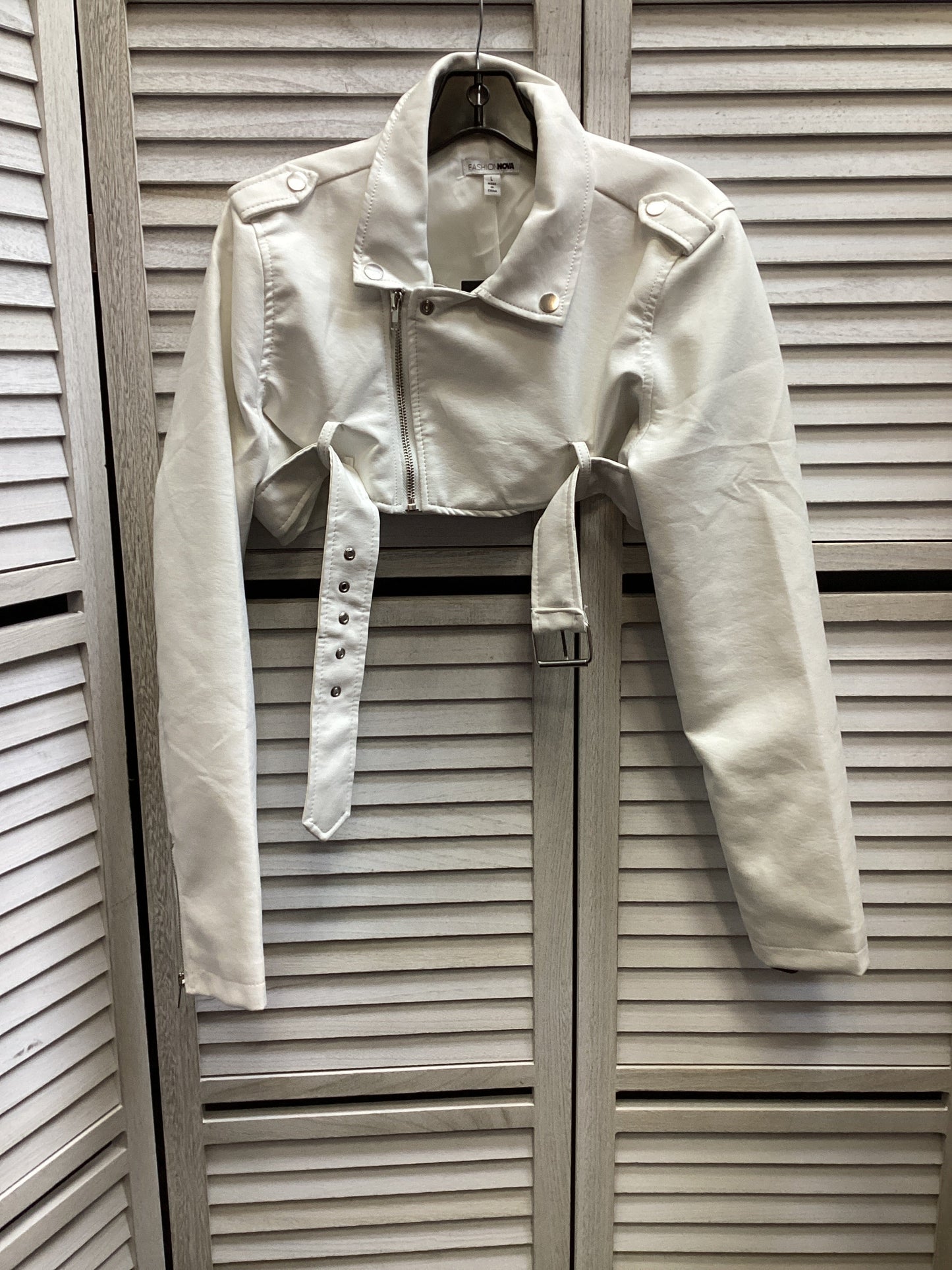 Jacket Leather By Fashion Nova In White, Size: L