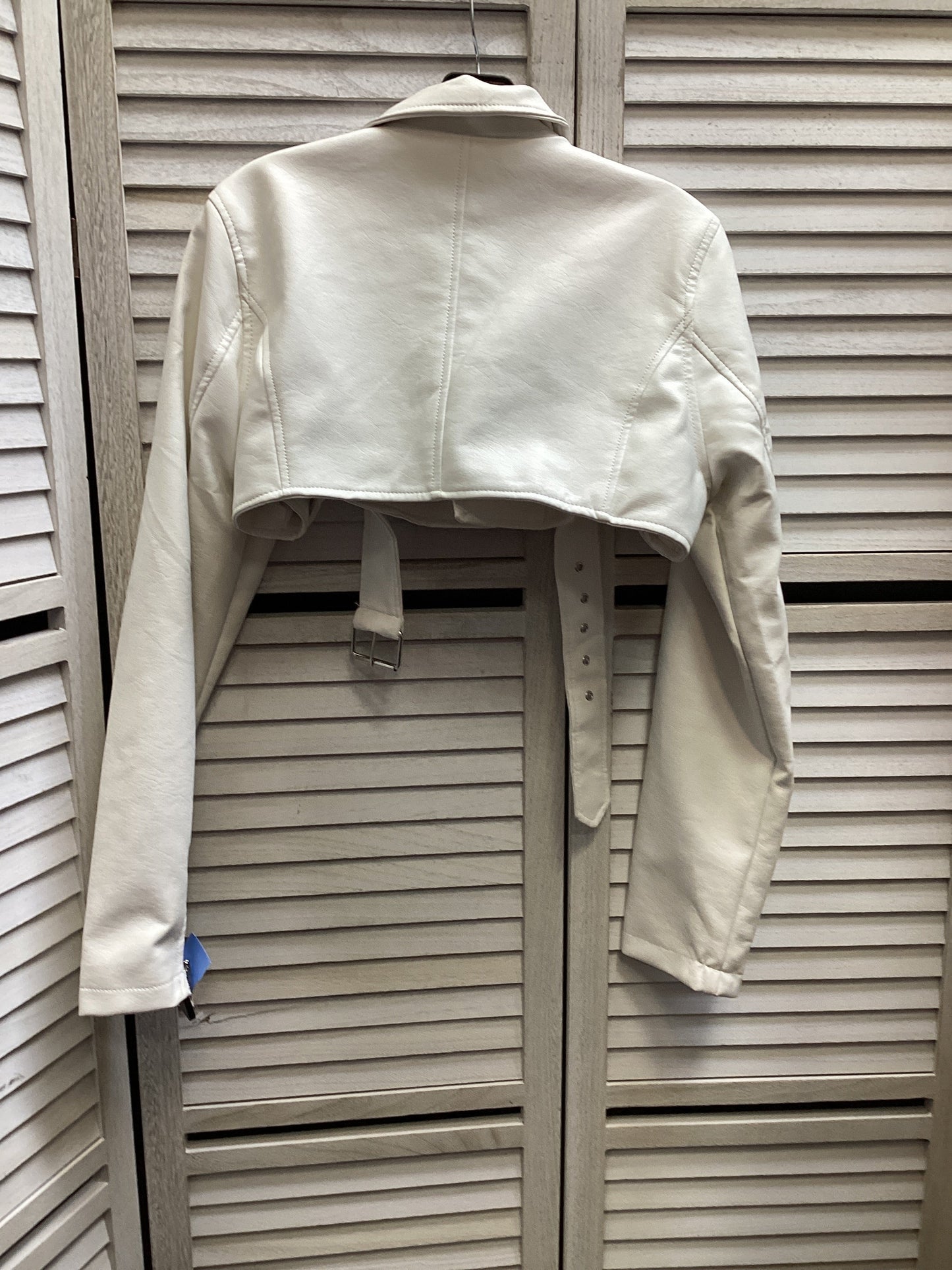 Jacket Leather By Fashion Nova In White, Size: L