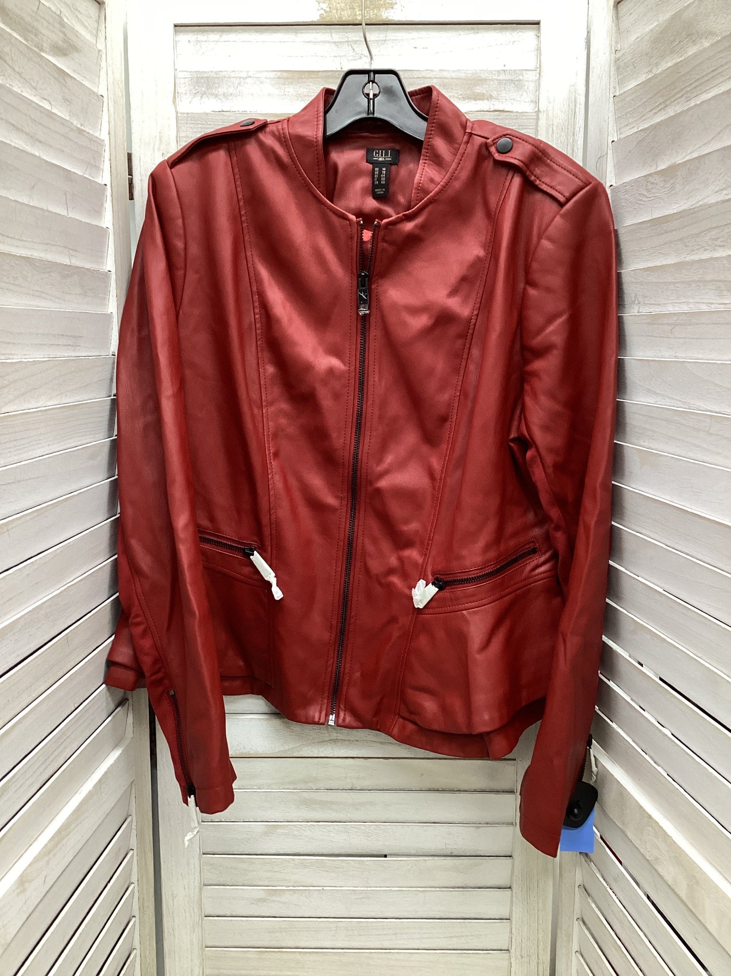 Jacket Leather By Gilli In Red, Size: 14