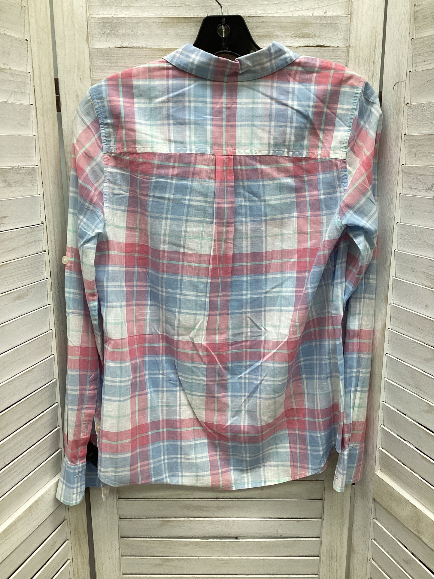 Top Long Sleeve By Vineyard Vines In Plaid Pattern, Size: 4