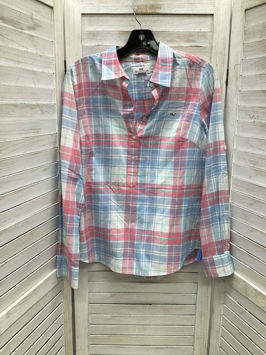 Top Long Sleeve By Vineyard Vines In Plaid Pattern, Size: 4