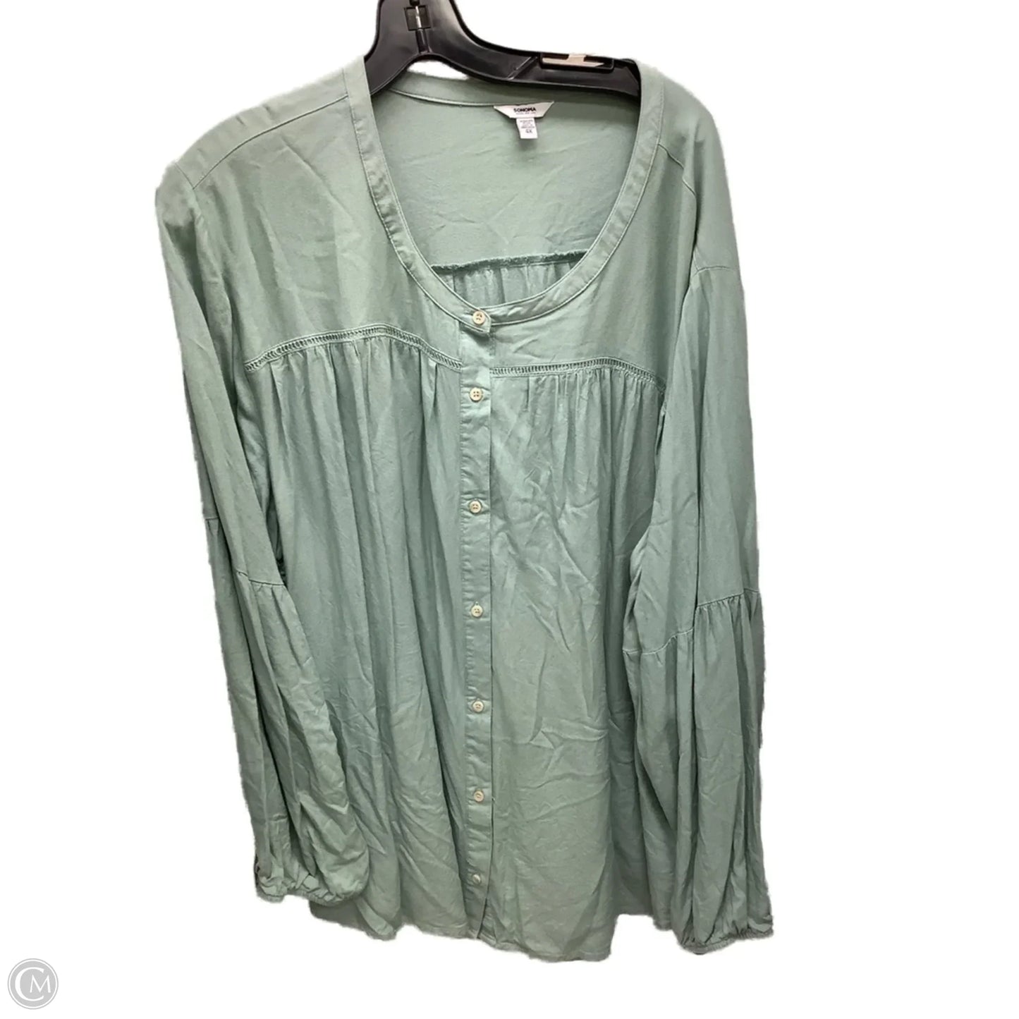 Top Long Sleeve By Sonoma In Green, Size: 4x