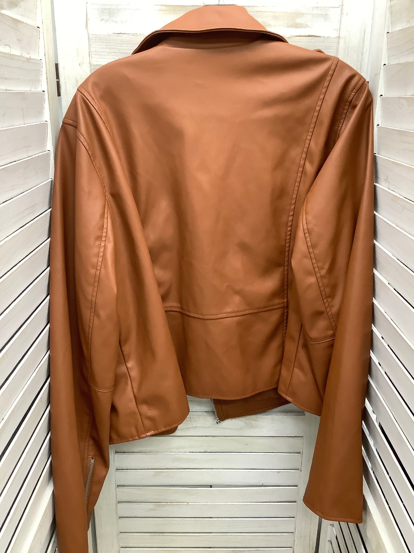 Jacket Leather By Nine West In Brown, Size: 1x