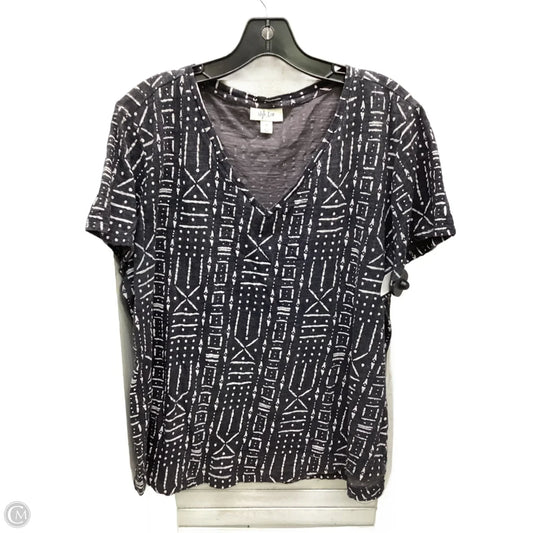 Top Short Sleeve By Style And Company In Grey & White, Size: 2x