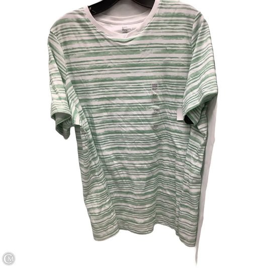 Top Short Sleeve By Kim Rogers In Green & White, Size: Xxl