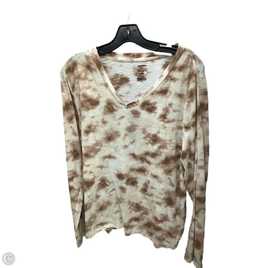 Top Long Sleeve By Sonoma In Tan & White, Size: Xxl