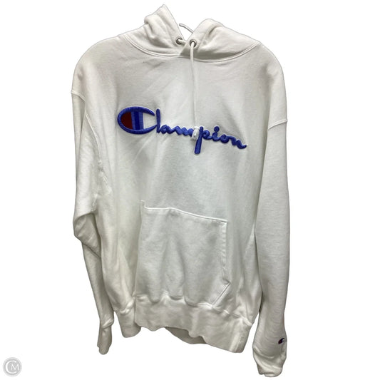 Sweatshirt Hoodie By Champion In White, Size: L