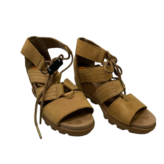 Sandals Heels Wedge By Sorel In Tan, Size: 8.5