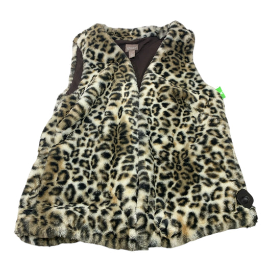 Vest Faux Fur & Sherpa By Chicos In Animal Print, Size: M