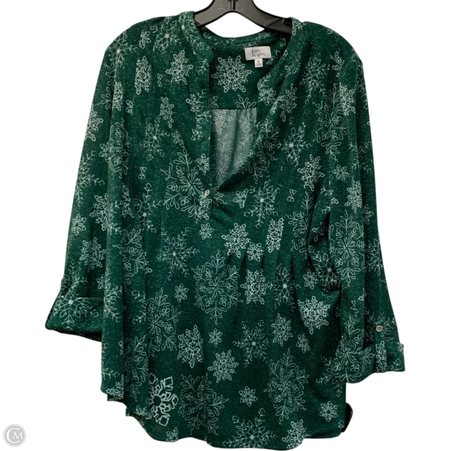 Top Long Sleeve By Kim Rogers In Green, Size: Xl