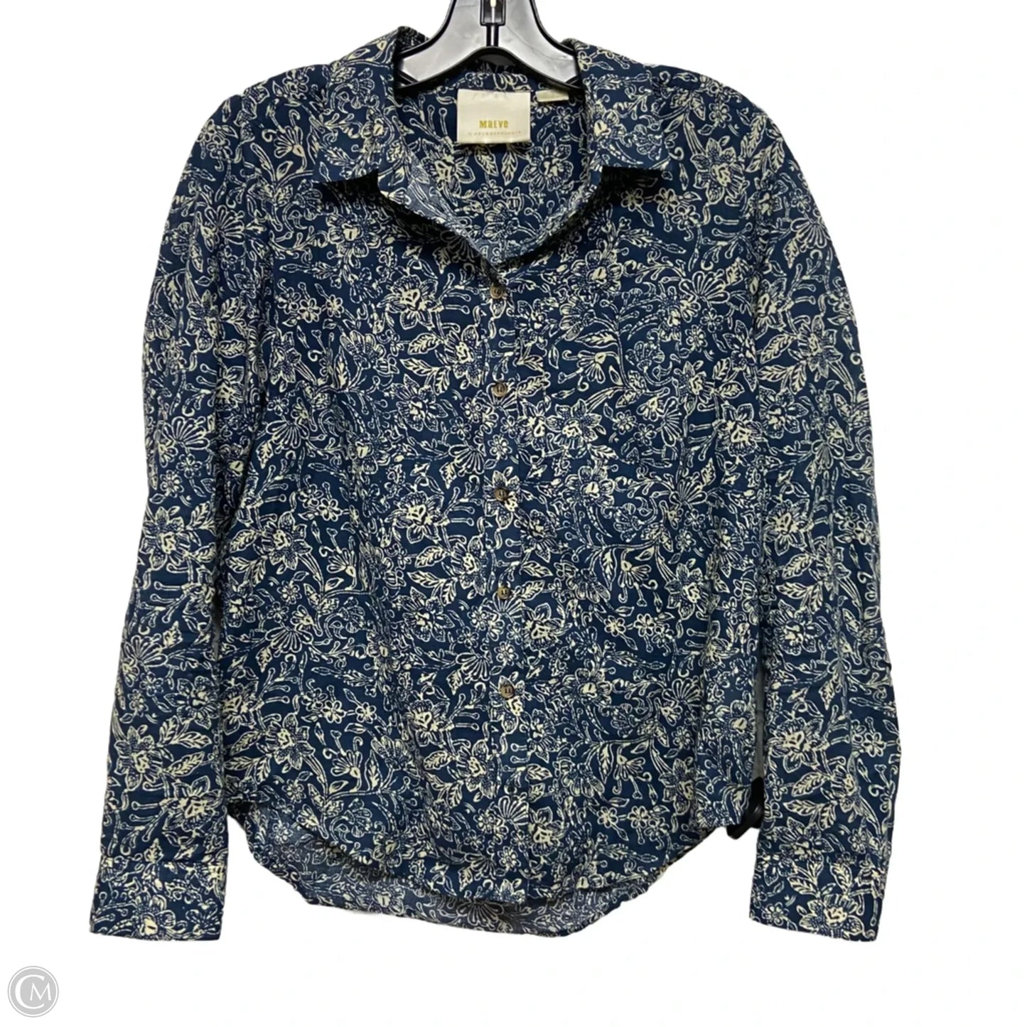 Top Long Sleeve By Maeve In Blue & Cream, Size: Xs