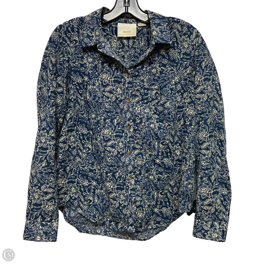 Top Long Sleeve By Maeve In Blue & Cream, Size: Xs