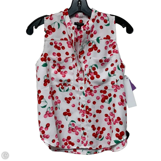 Blouse Sleeveless By Ann Taylor In Red & White, Size: Xxsp