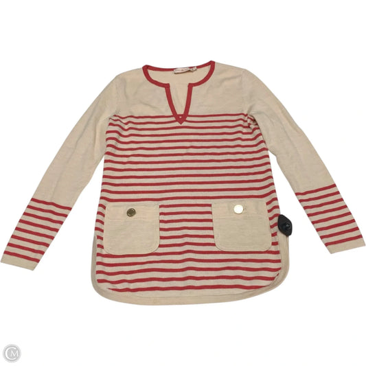 Top Long Sleeve Designer By Tory Burch In Red & Tan, Size: Xs