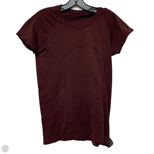 Athletic Top Short Sleeve By Lululemon In Maroon, Size: M