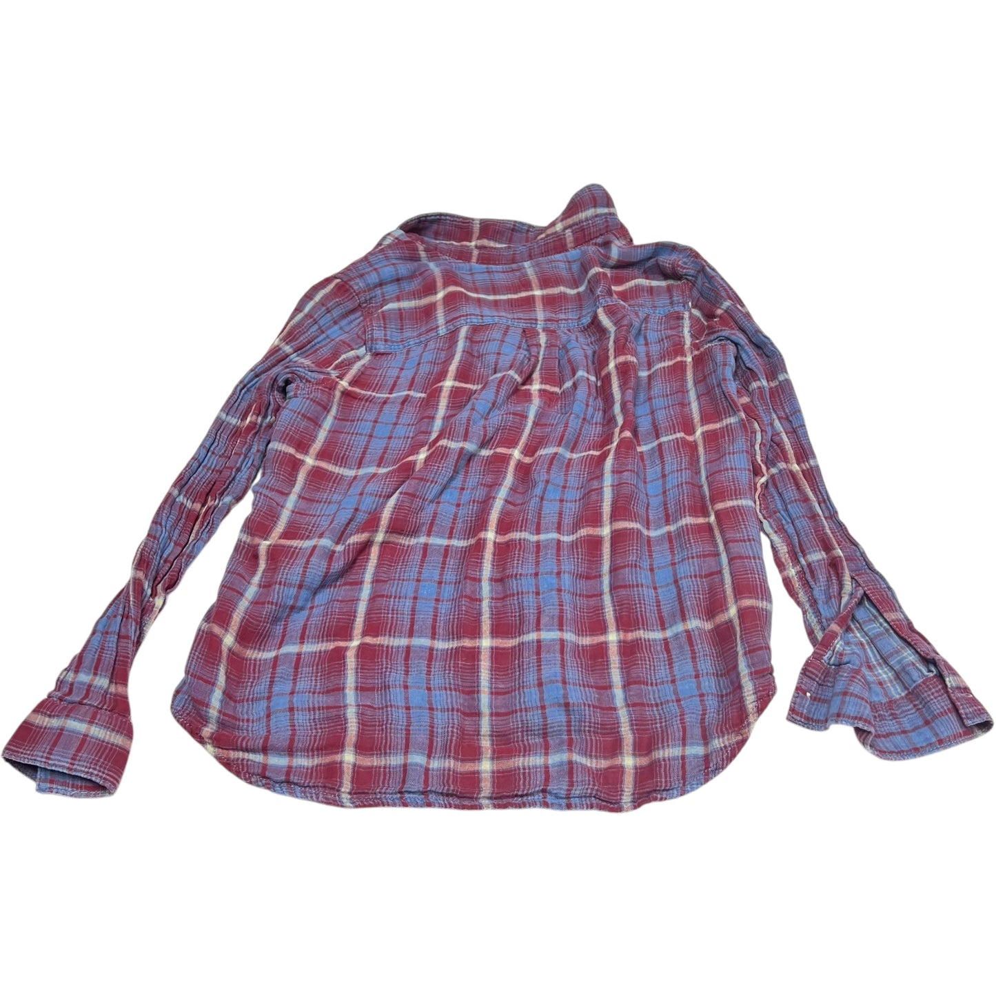 Top Long Sleeve By Gap In Plaid Pattern, Size: S