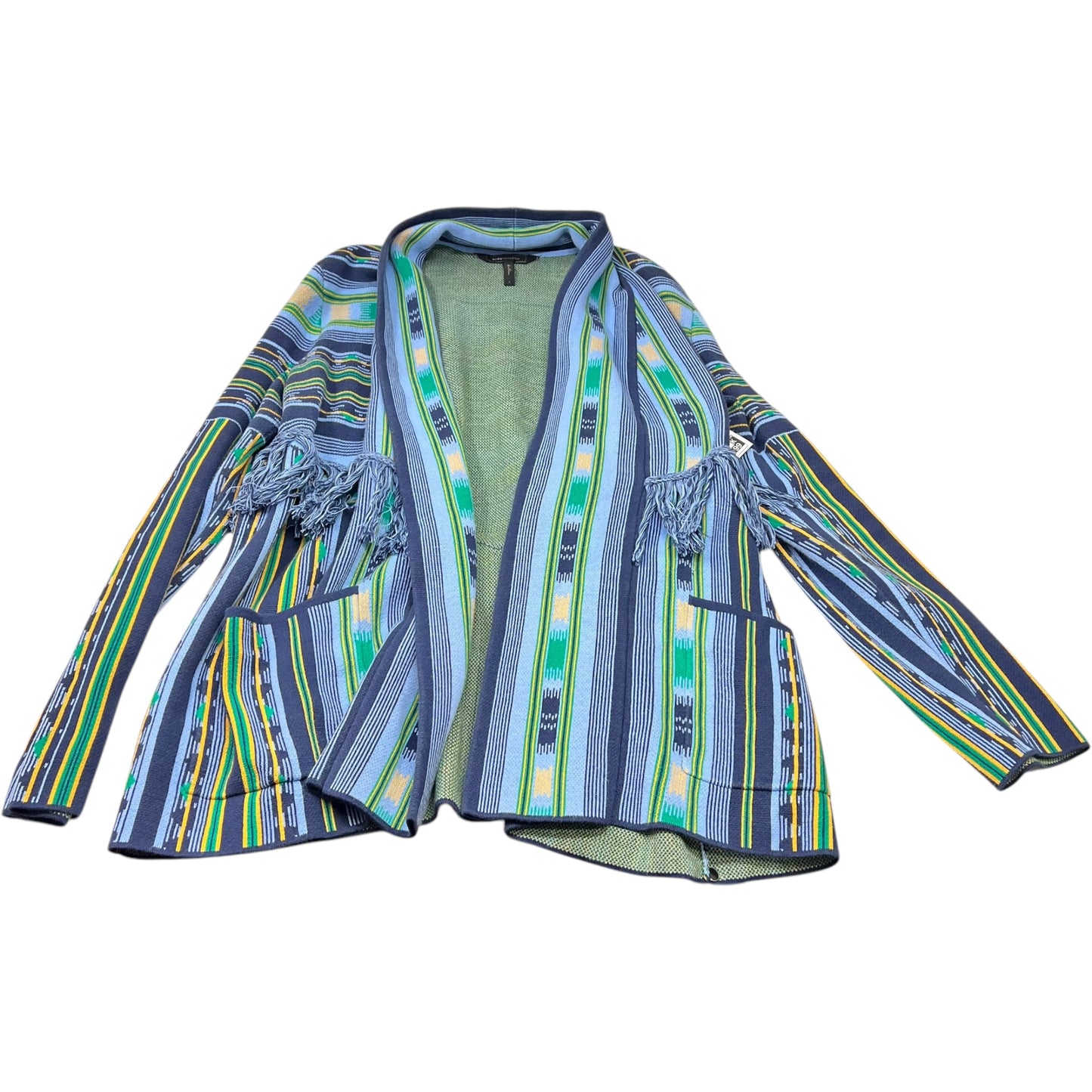 Sweater Cardigan By Bcbgmaxazria In Blue & Green, Size: L