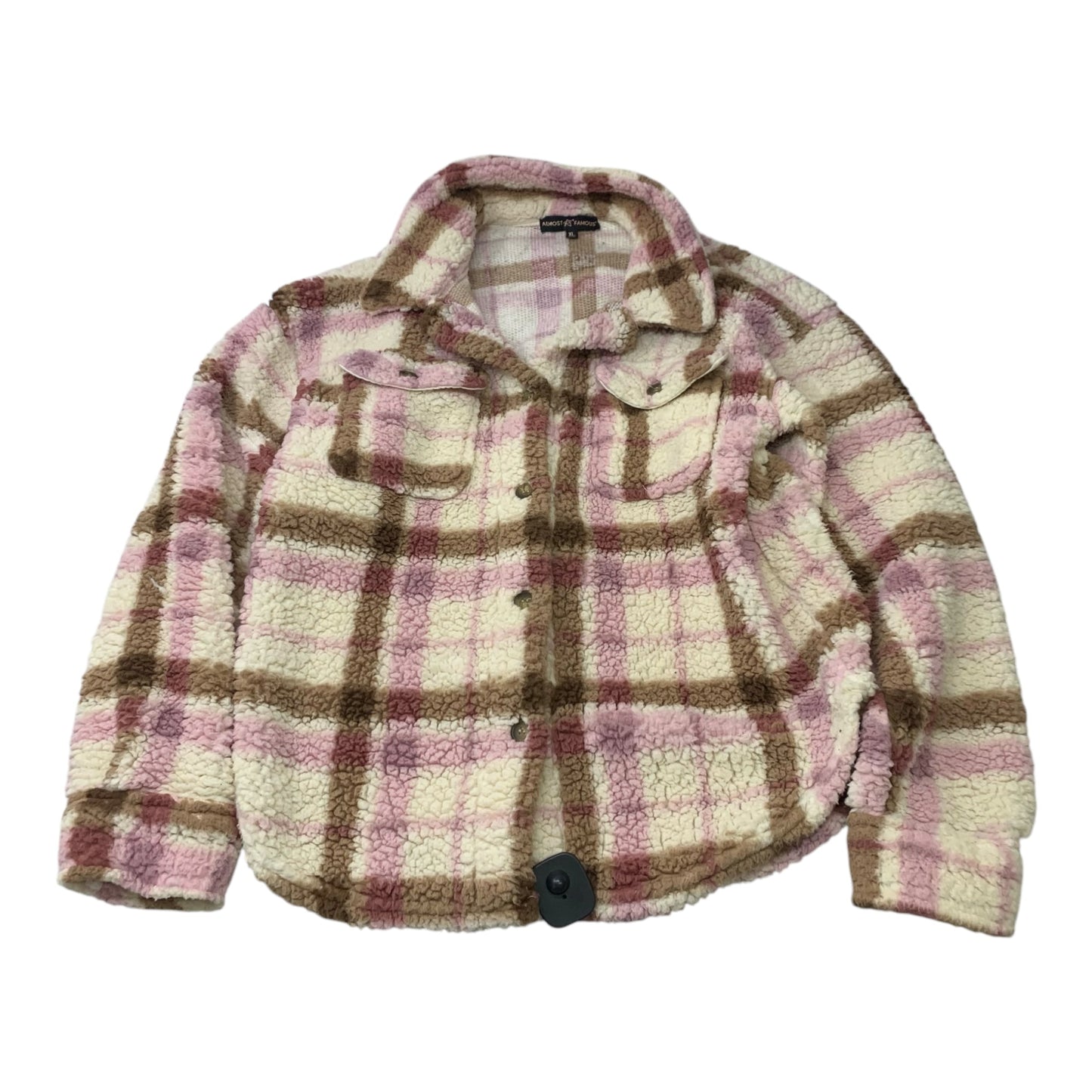 Jacket Shirt By Almost Famous In Brown & Pink, Size: Xl