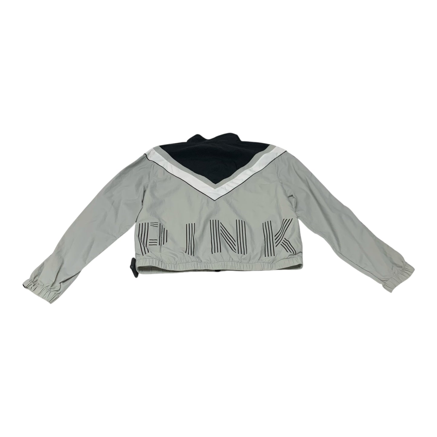 Jacket Windbreaker By Pink In Black & Grey, Size: Xs