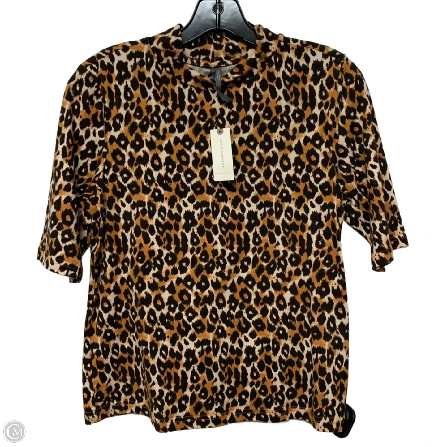 Top Short Sleeve By Anthropologie In Animal Print, Size: S
