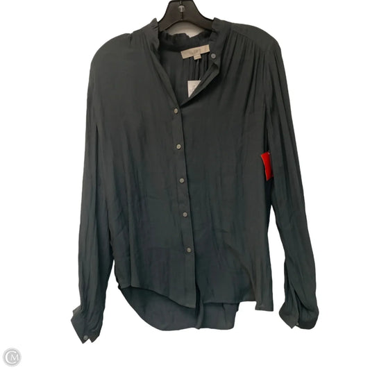 Blouse Long Sleeve By Loft In Grey, Size: Xs