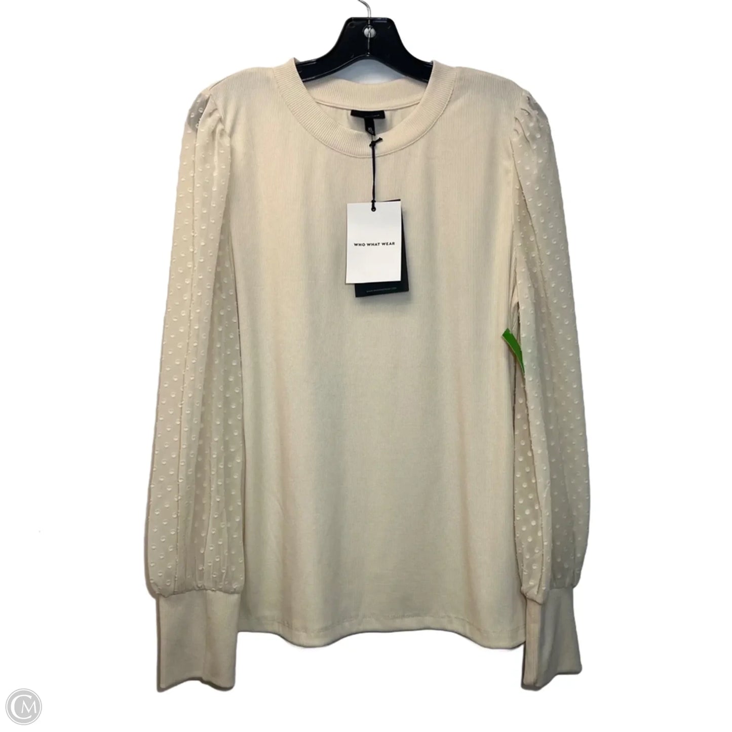 Top Long Sleeve By Who What Wear In Cream, Size: Xl
