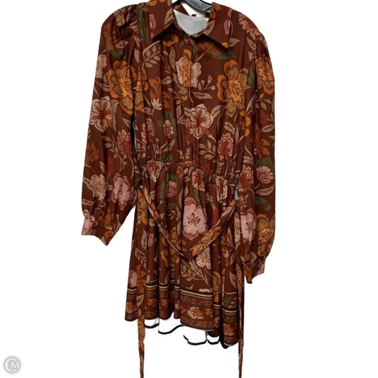 Dress Casual Short By Flying Tomato In Brown & Orange, Size: L