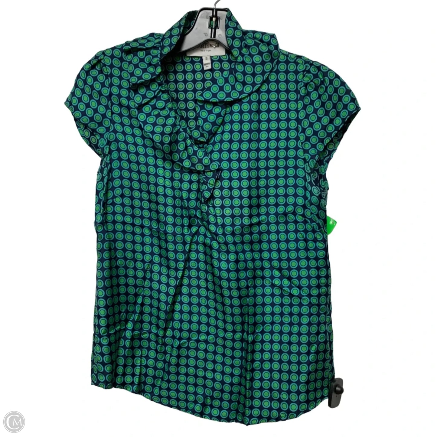 Blouse Short Sleeve By Elizabeth Mckay In Blue & Green, Size: Xs