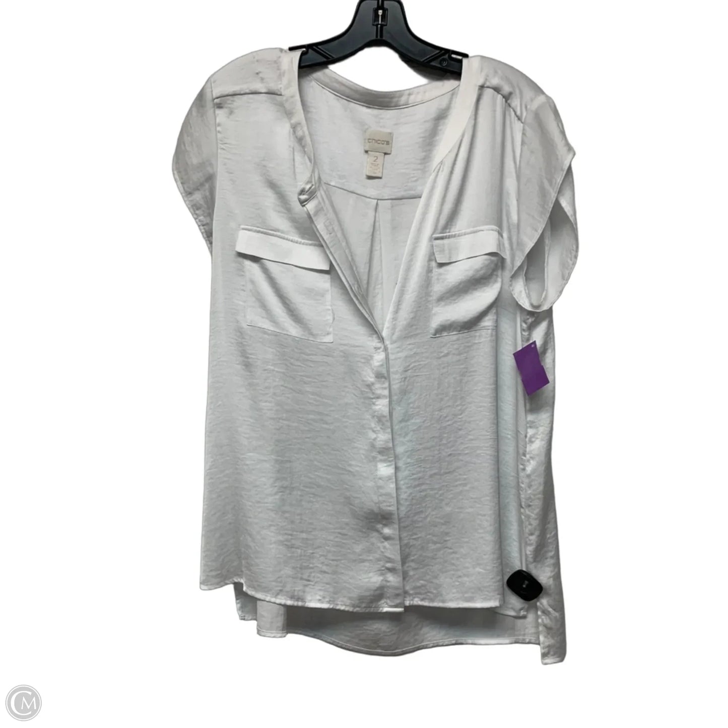 Blouse Short Sleeve By Chicos In White, Size: L