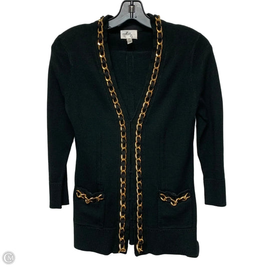 Cardigan Designer By Milly In Black & Gold, Size: S