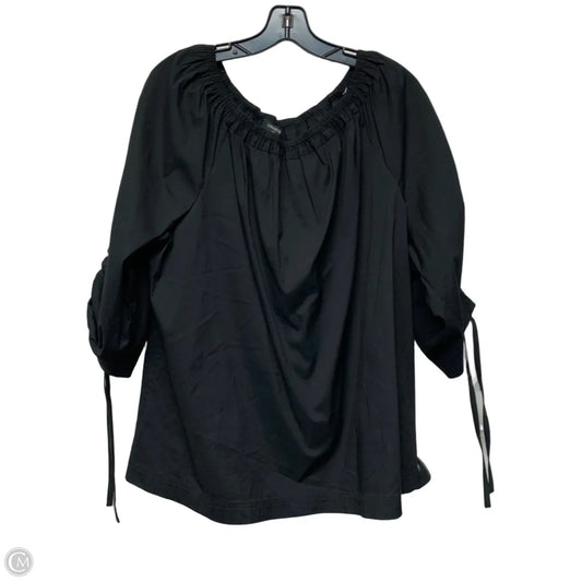 Top 3/4 Sleeve Designer By Lafayette 148 In Black, Size: 1x