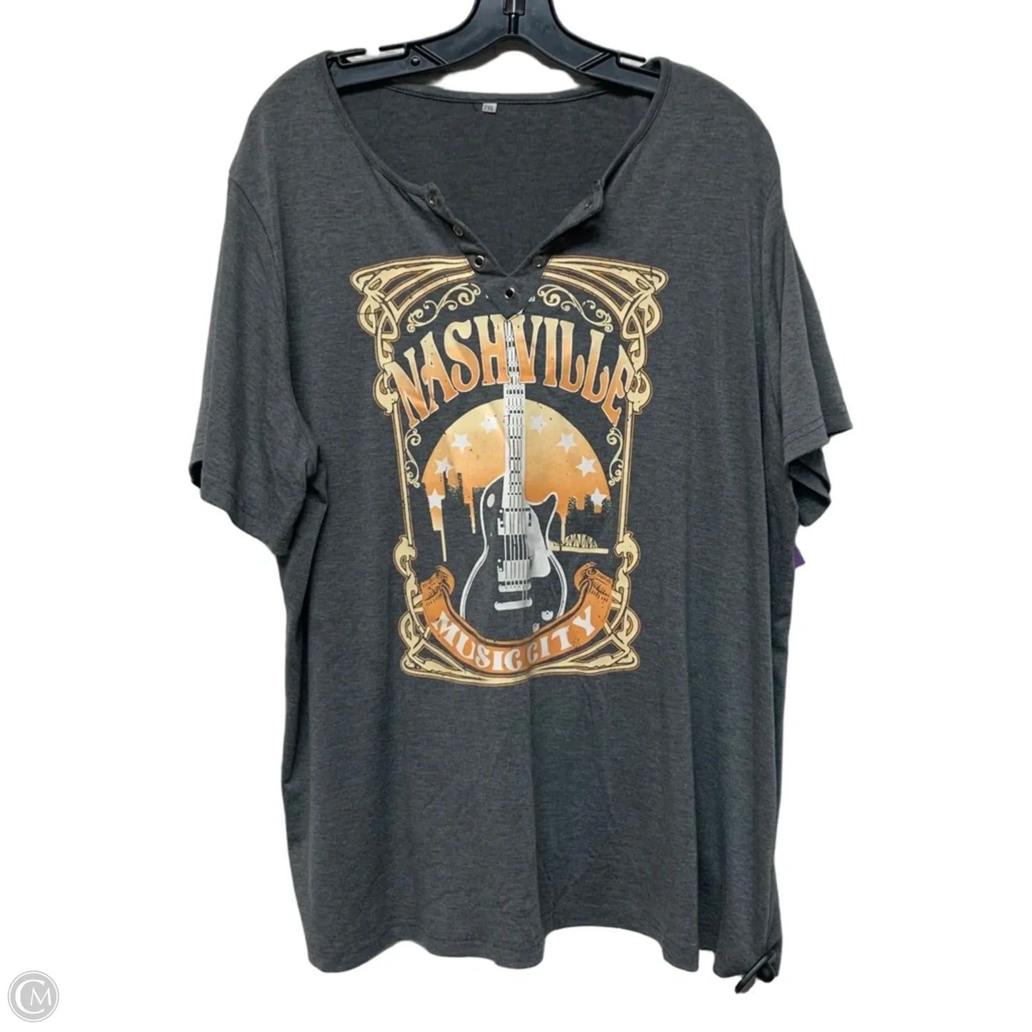 Top Short Sleeve In Grey & Yellow, Size: 2x