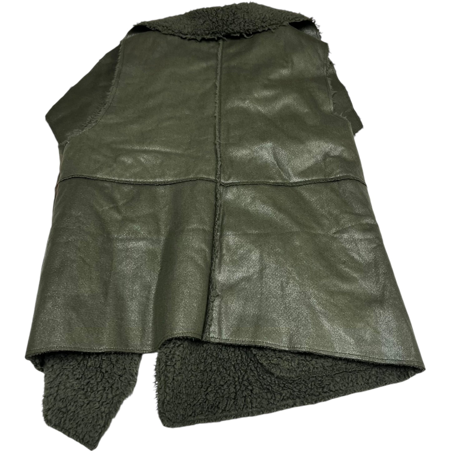 Vest Faux Fur & Sherpa By Hem & Thread In Green, Size: S