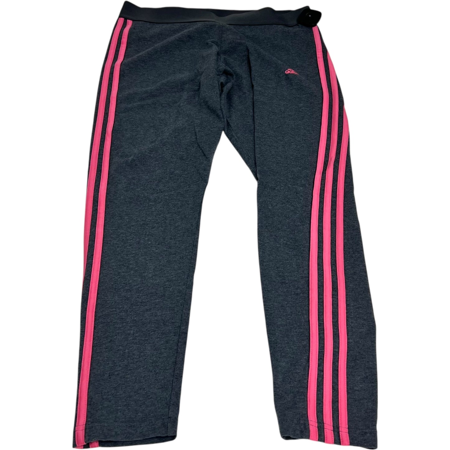 Athletic Leggings By Adidas In Grey, Size: L