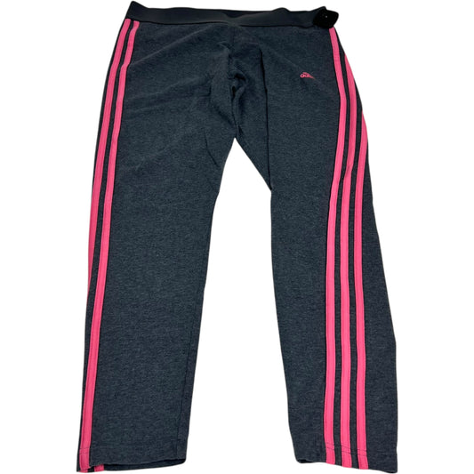 Athletic Leggings By Adidas In Grey, Size: L