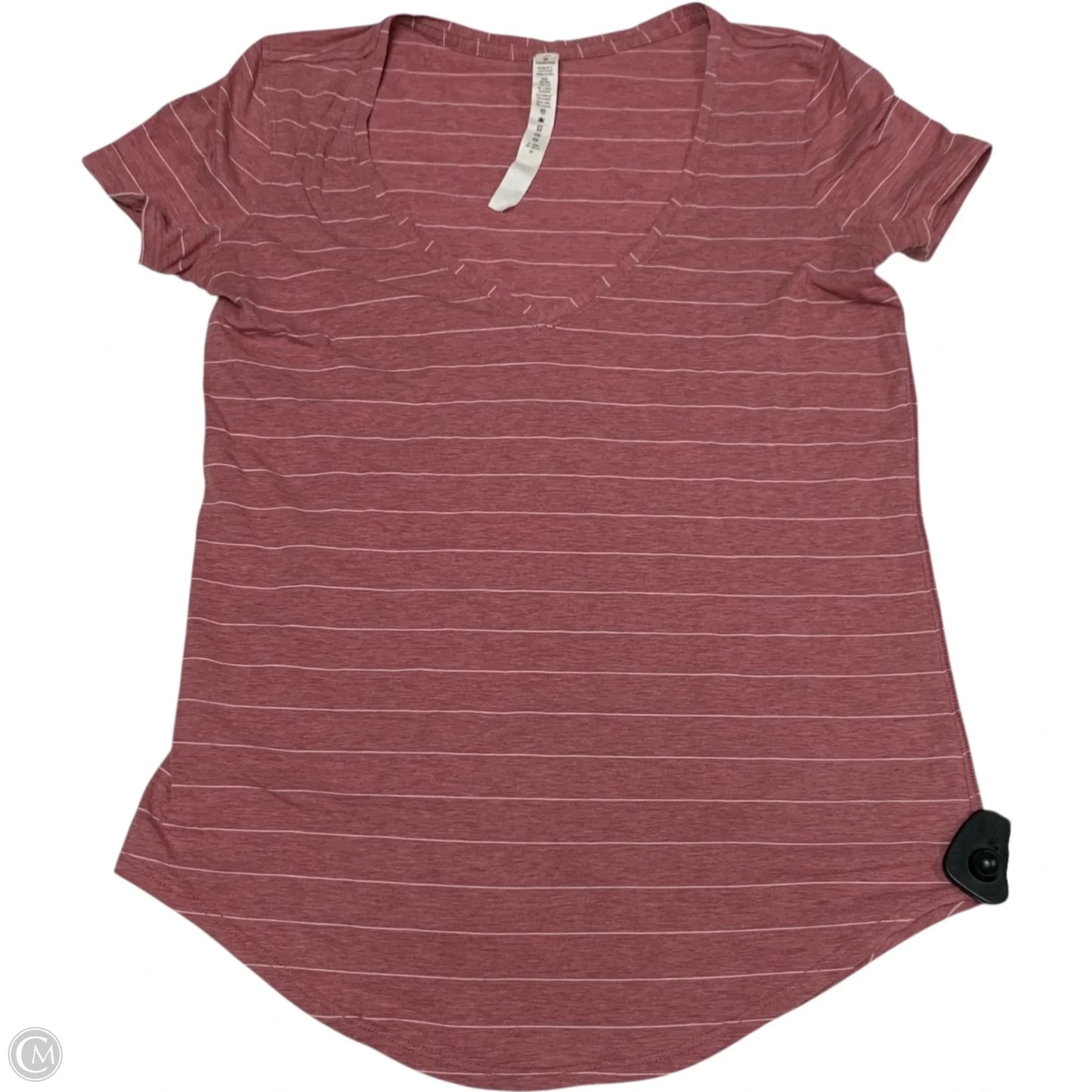 Athletic Top Short Sleeve By Lululemon In Pink & White, Size: S