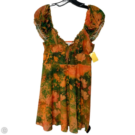 Dress Casual Short By Urban Outfitters In Green & Orange, Size: M
