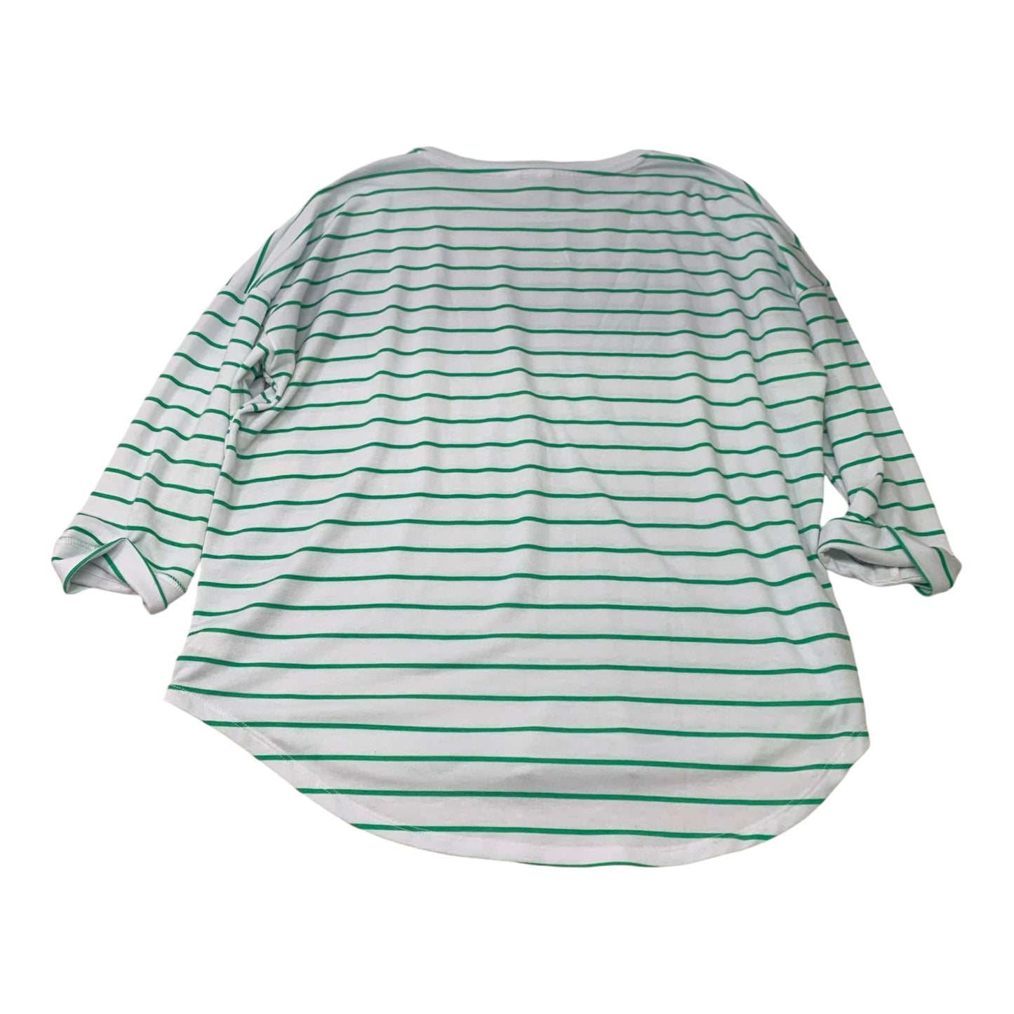 Top Long Sleeve By Crown And Ivy In Green & White, Size: L