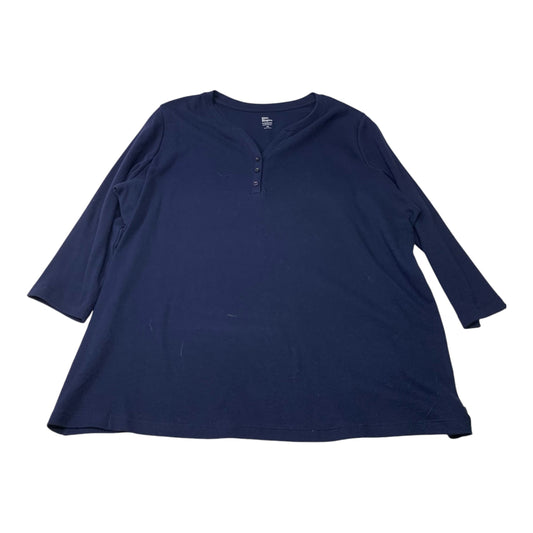 Top Long Sleeve By Kim Rogers In Navy, Size: 1x