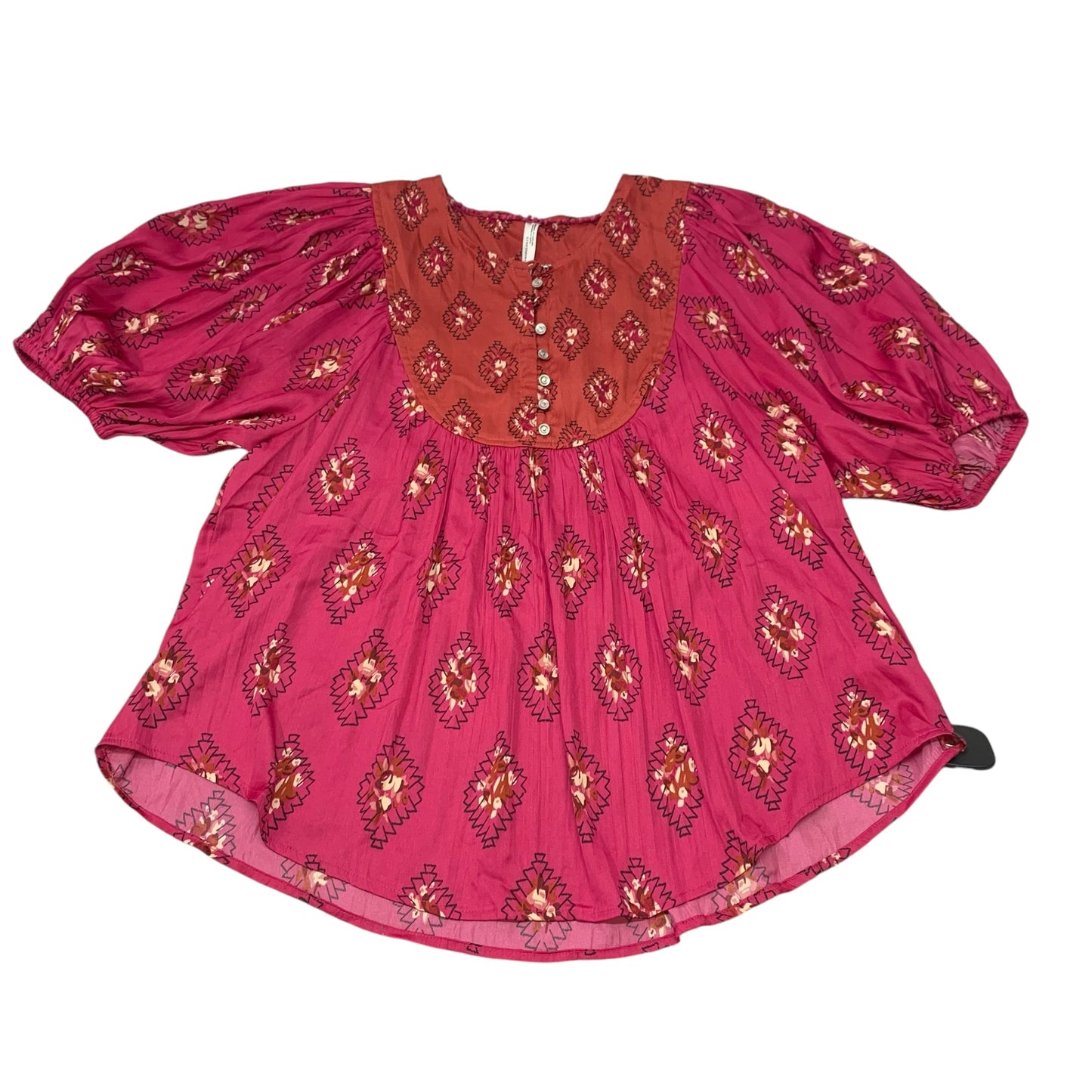 Top Short Sleeve By Anthropologie In Pink & Red, Size: Xs