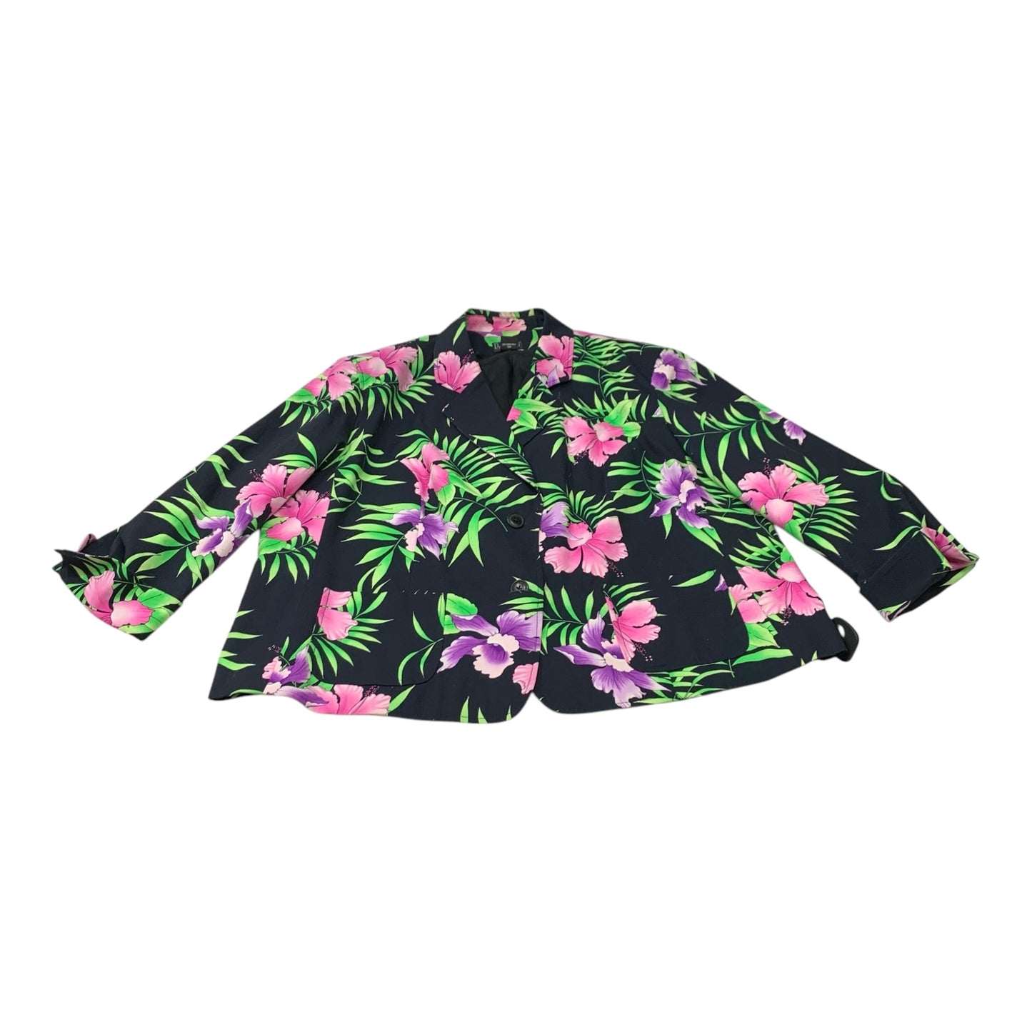 Blazer By Rafaella In Tropical Print, Size: 2x