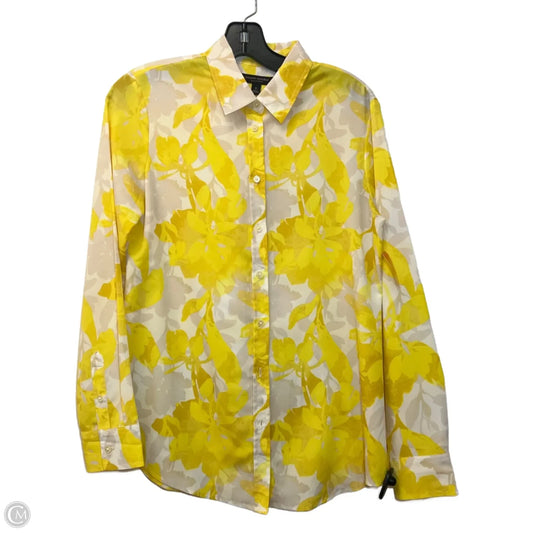 Blouse Long Sleeve By Banana Republic In Cream & Yellow, Size: S