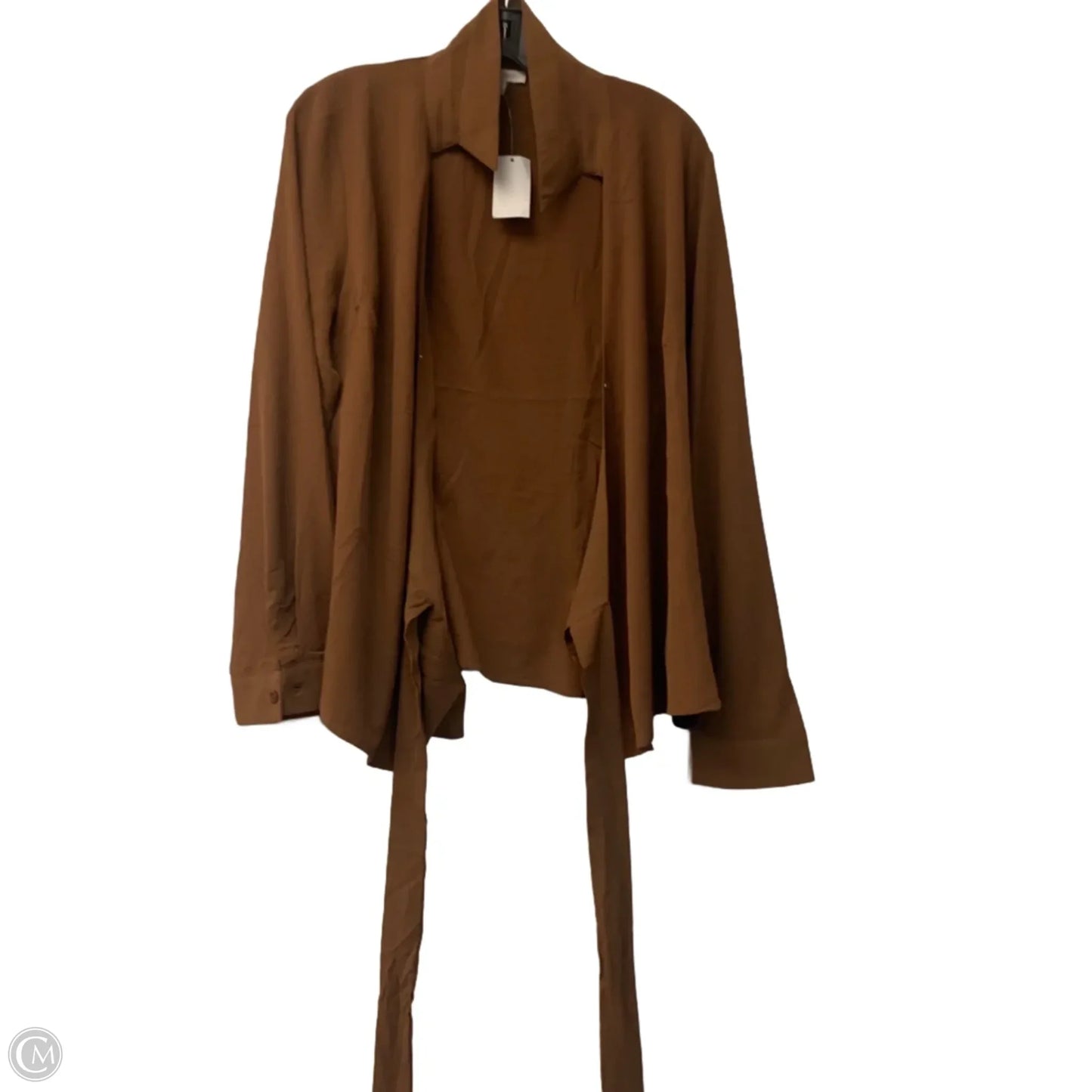Blouse Long Sleeve By Flying Tomato In Brown, Size: L