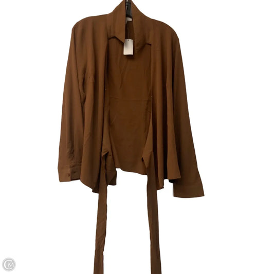 Blouse Long Sleeve By Flying Tomato In Brown, Size: L
