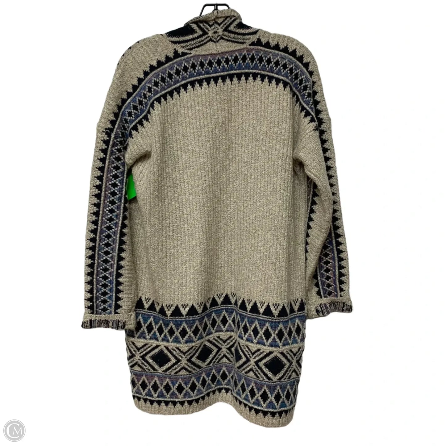 Sweater Cardigan By Lucky Brand In Blue & Cream, Size: S