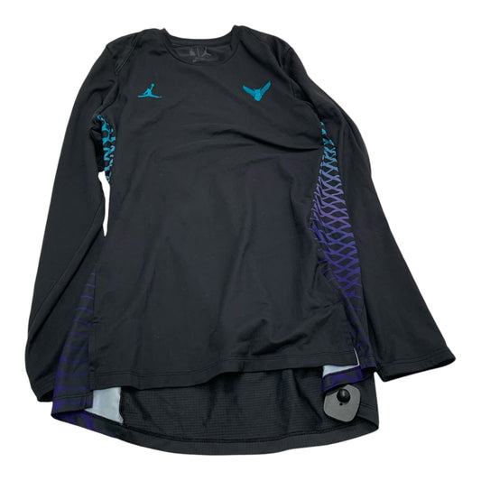 Athletic Top Long Sleeve Crewneck By Nike Apparel In Black & Blue, Size: S