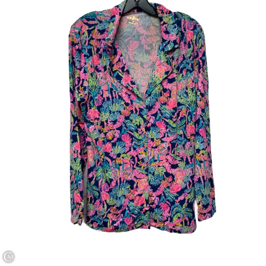 Top Long Sleeve Designer By Lilly Pulitzer In Blue & Pink, Size: Xl